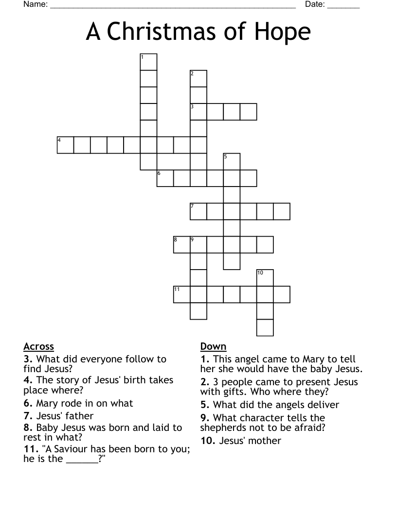 A Christmas of Hope Crossword