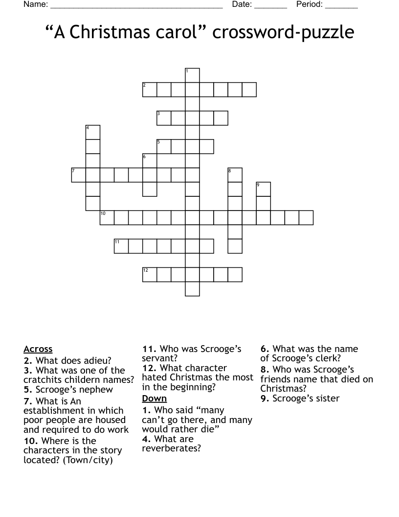 “A Christmas carol” crossword-puzzle 