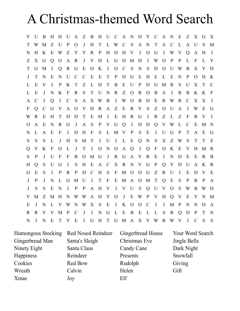 A Christmas-themed Word Search 