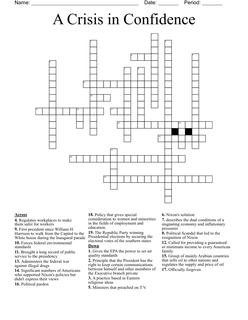 A Crisis in Confidence Crossword