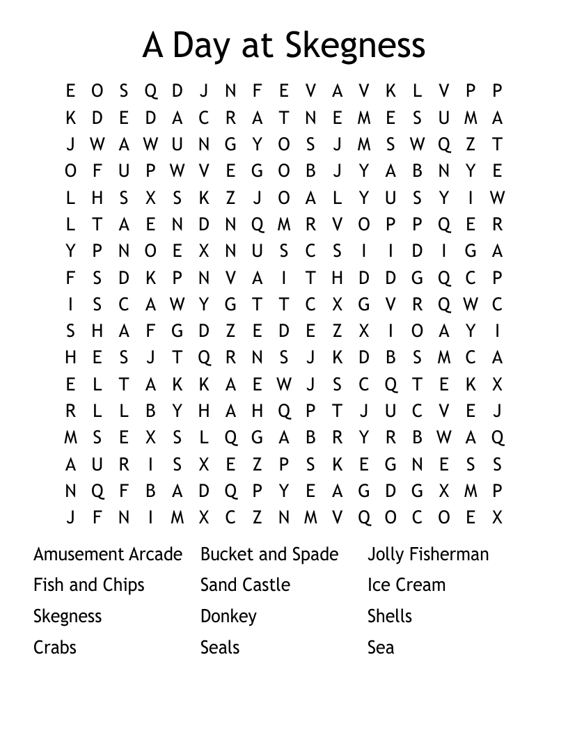 A Day at Skegness Word Search