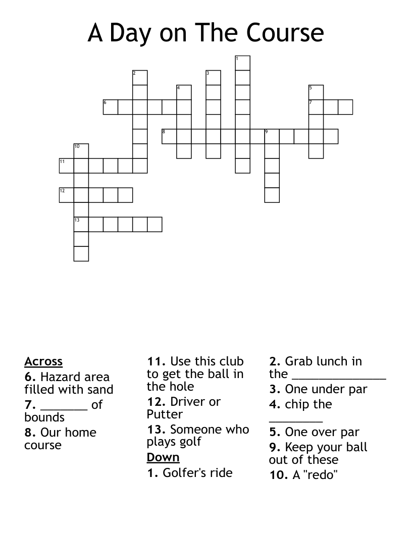 A Day on The Course Crossword