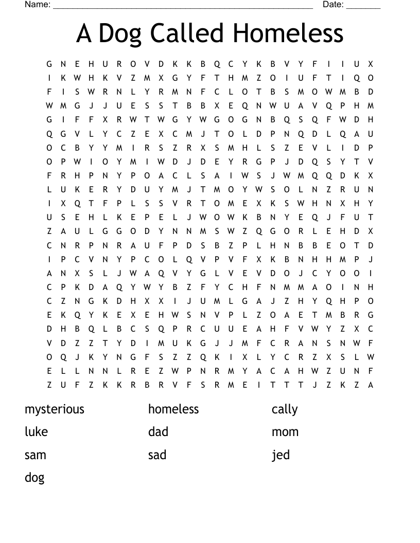 A Dog Called Homeless Word Search