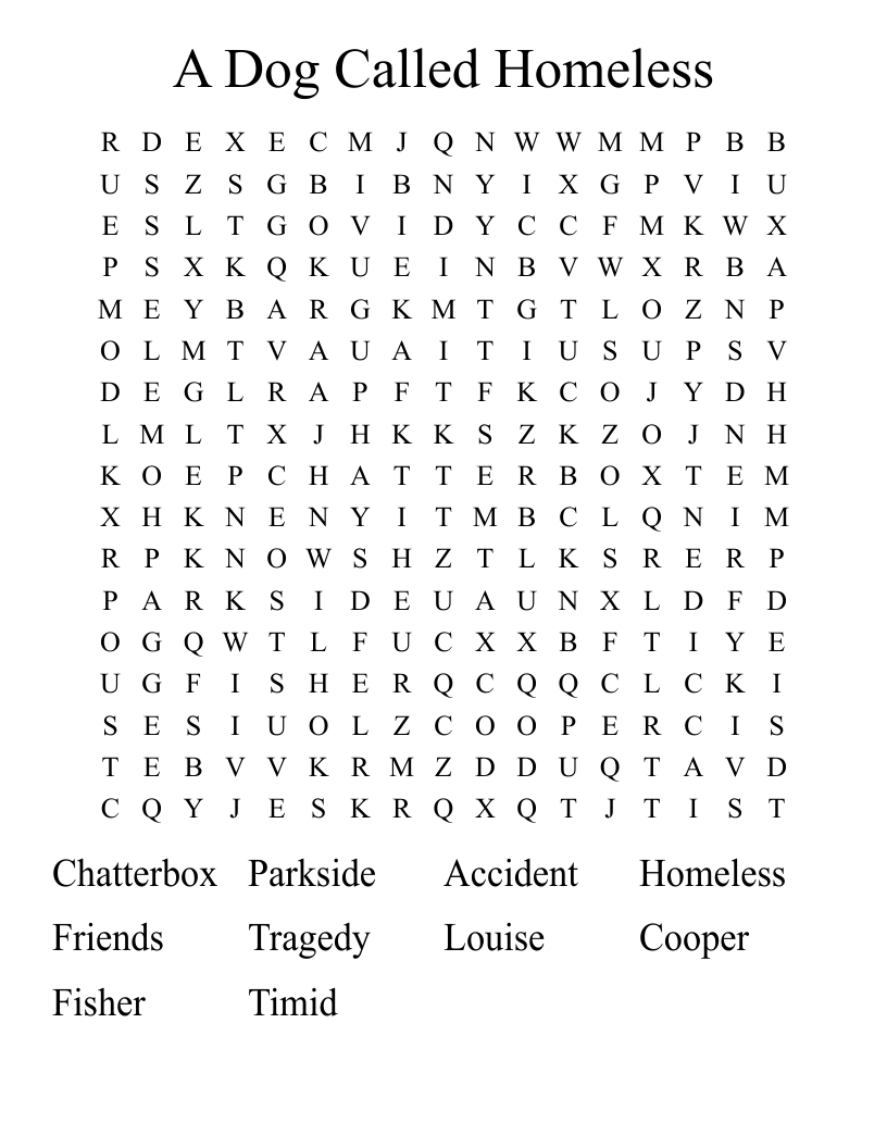 A Dog Called Homeless  Word Search