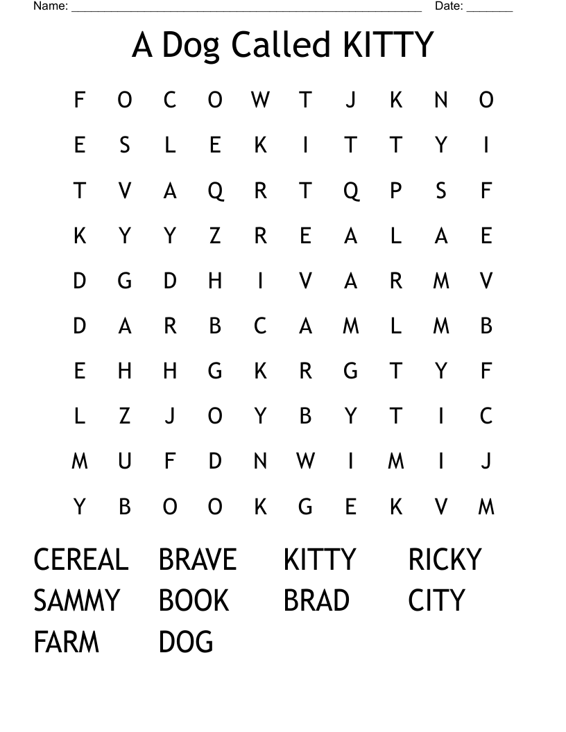 A Dog Called KITTY Word Search