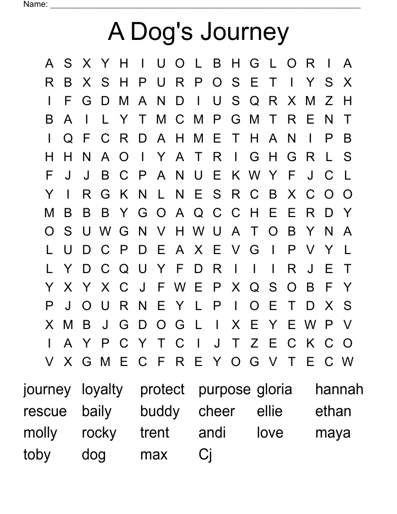 A Dog's Journey Word Search