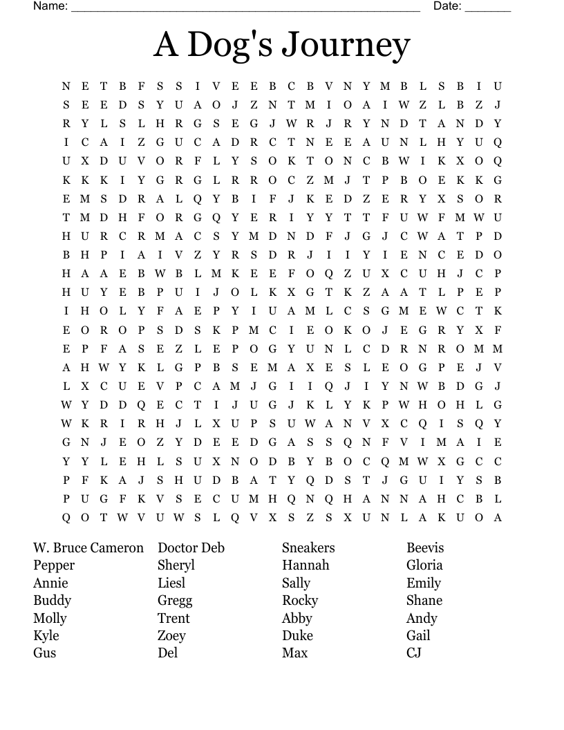 A Dog's Journey Word Search