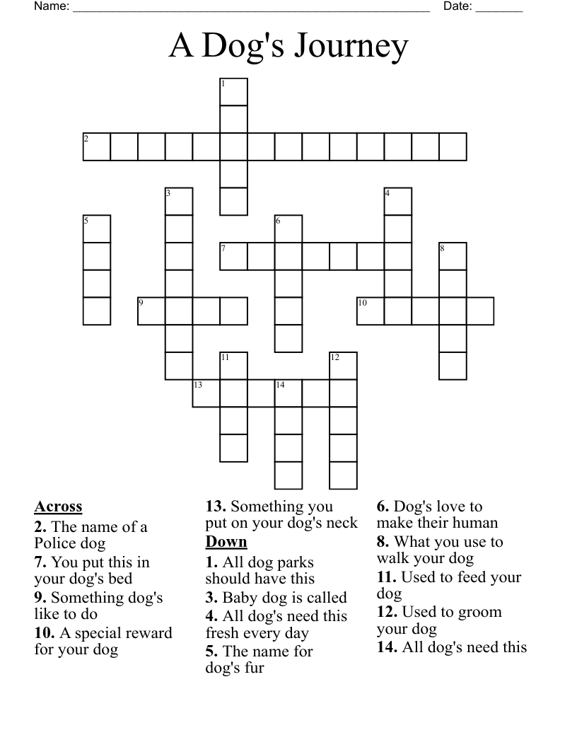 A Dog's Journey Crossword