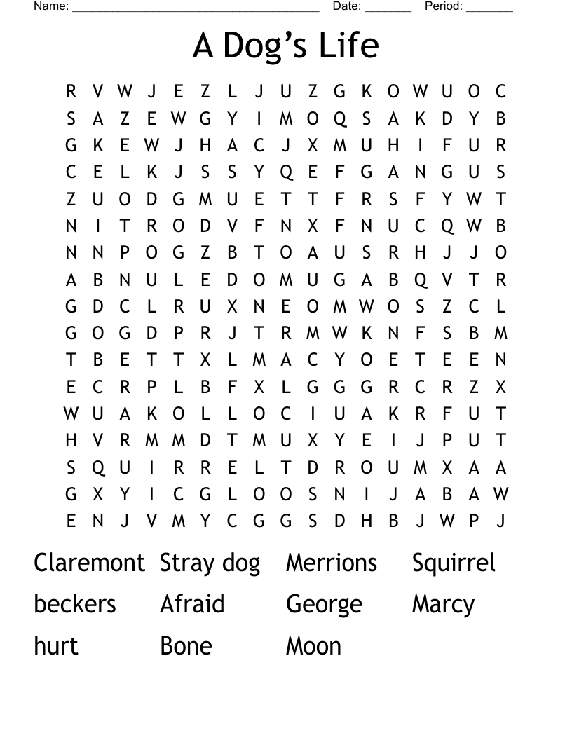 A Dog’s Life Word Search