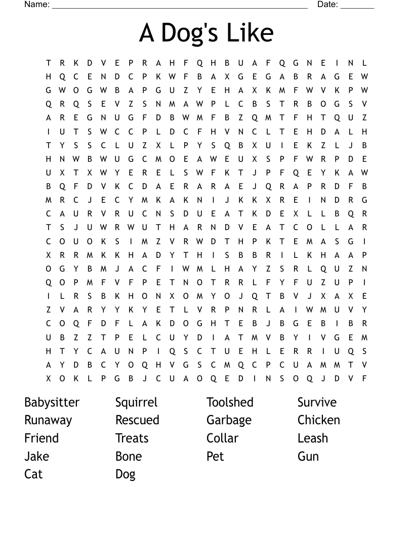 A Dog's Like Word Search