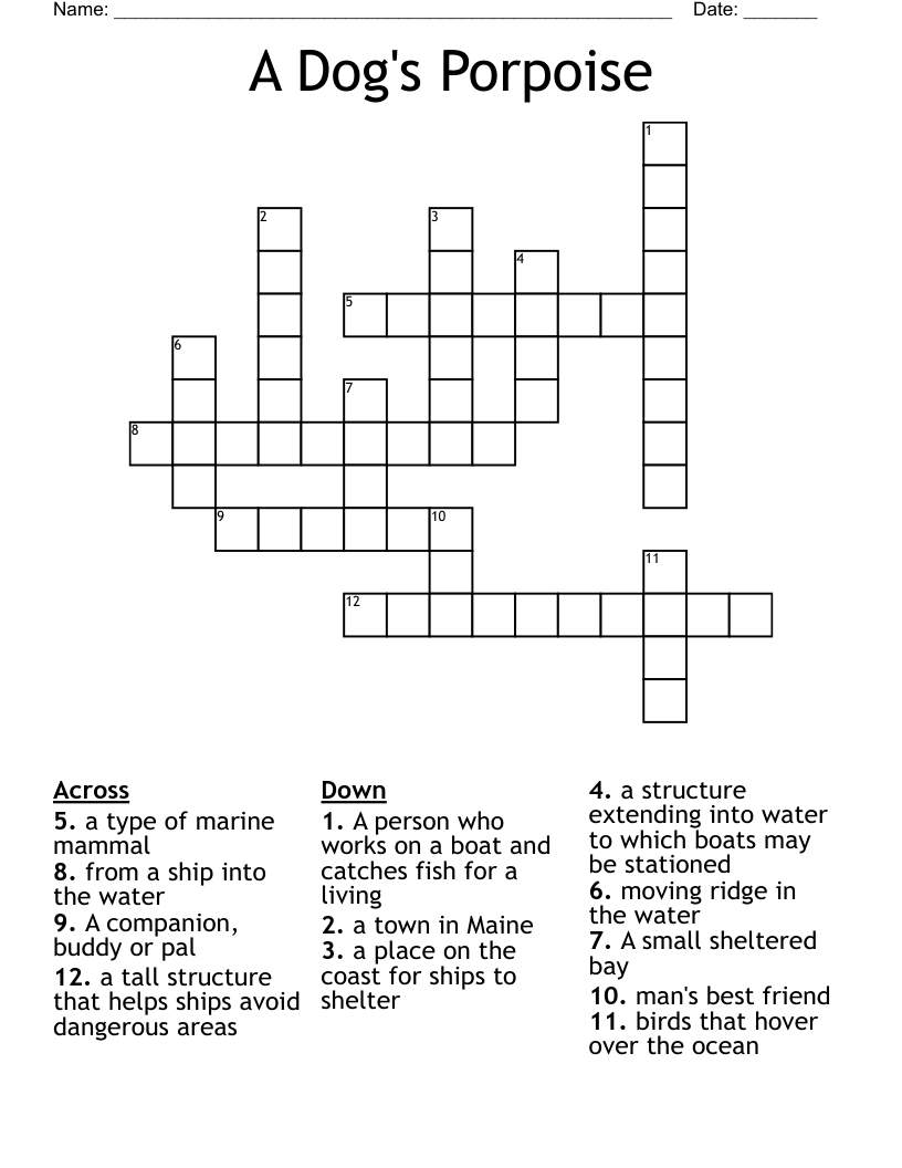 A Dog's Porpoise Crossword
