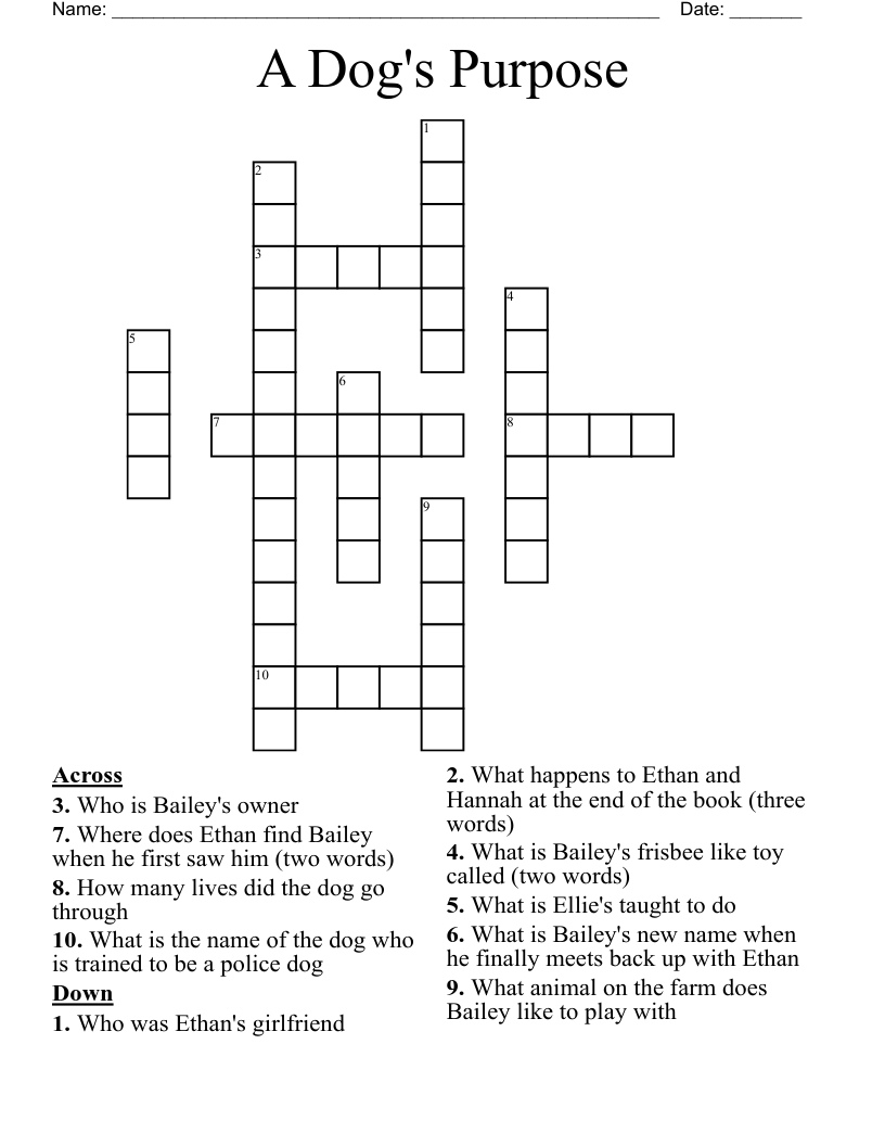 A Dog's Purpose Crossword