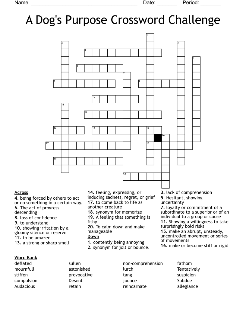 A Dog's Purpose Crossword Challenge