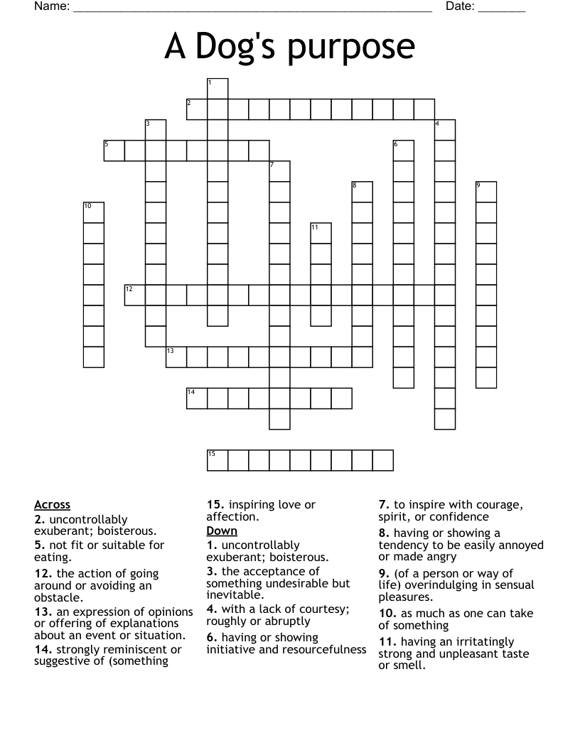 A Dog's purpose Crossword