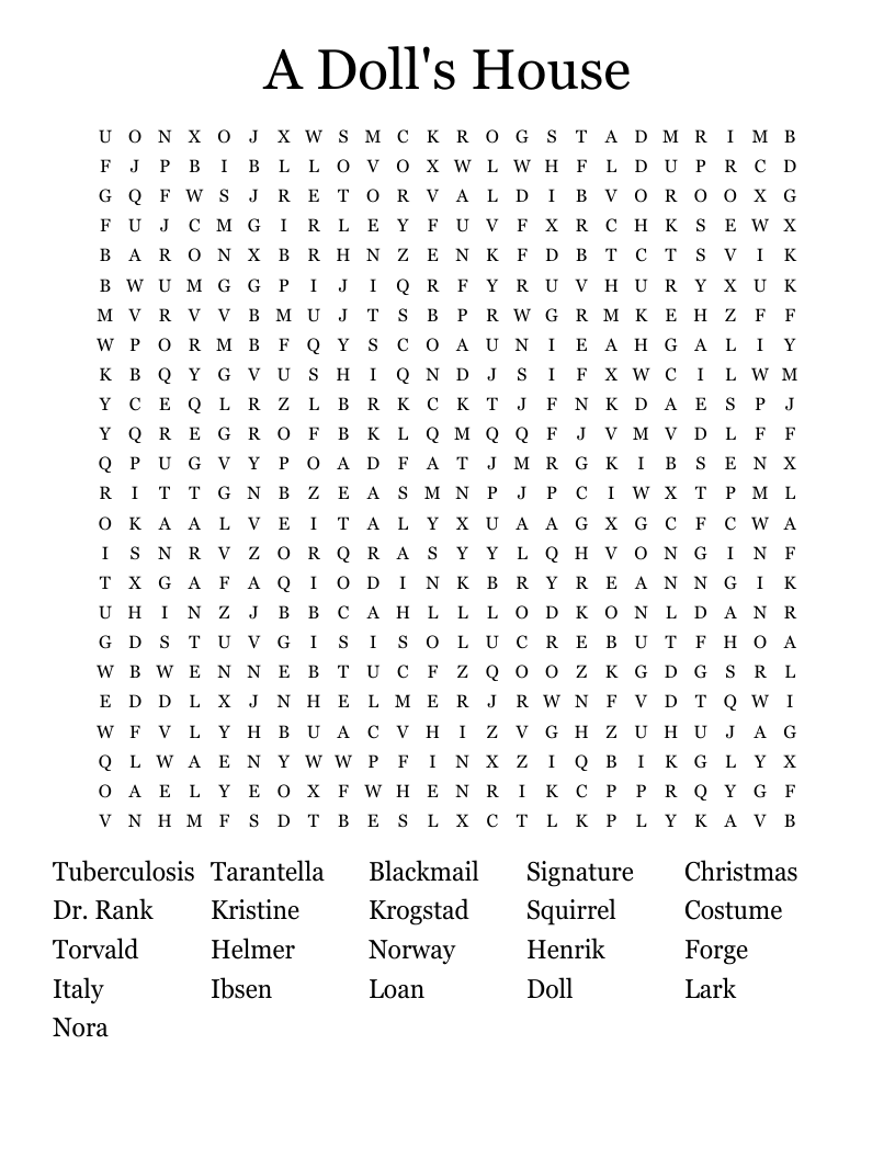 A Doll's House Word Search