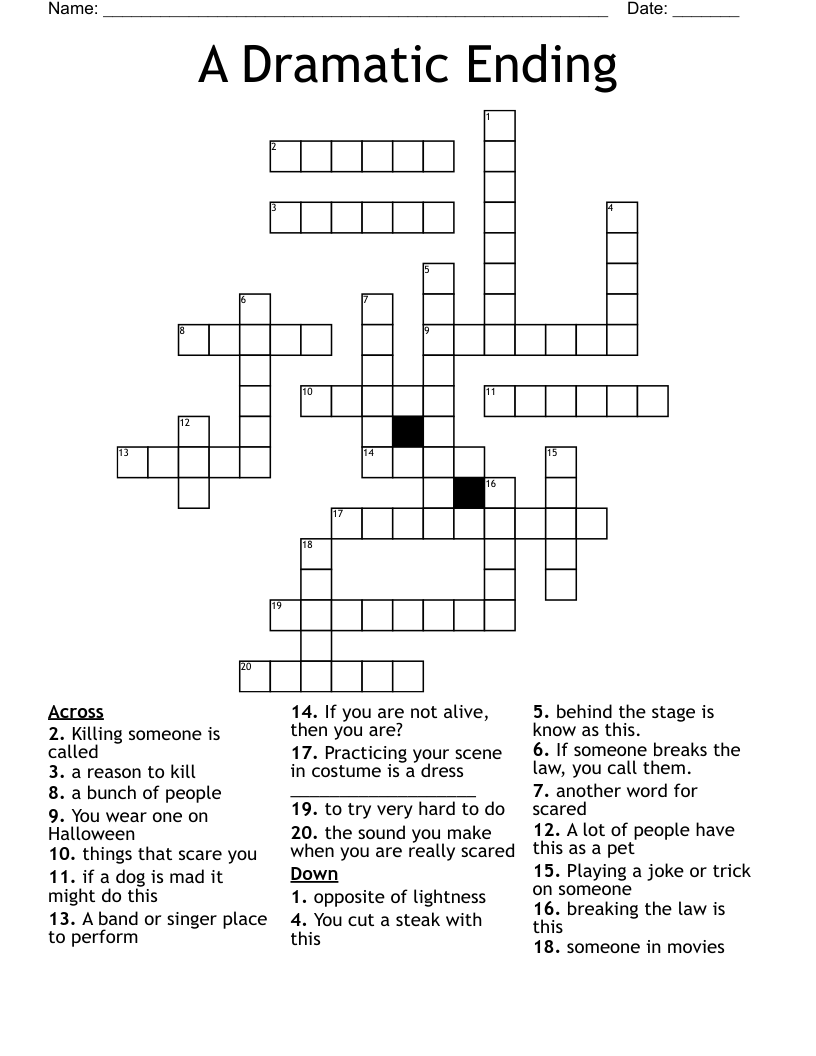 A Dramatic Ending Crossword
