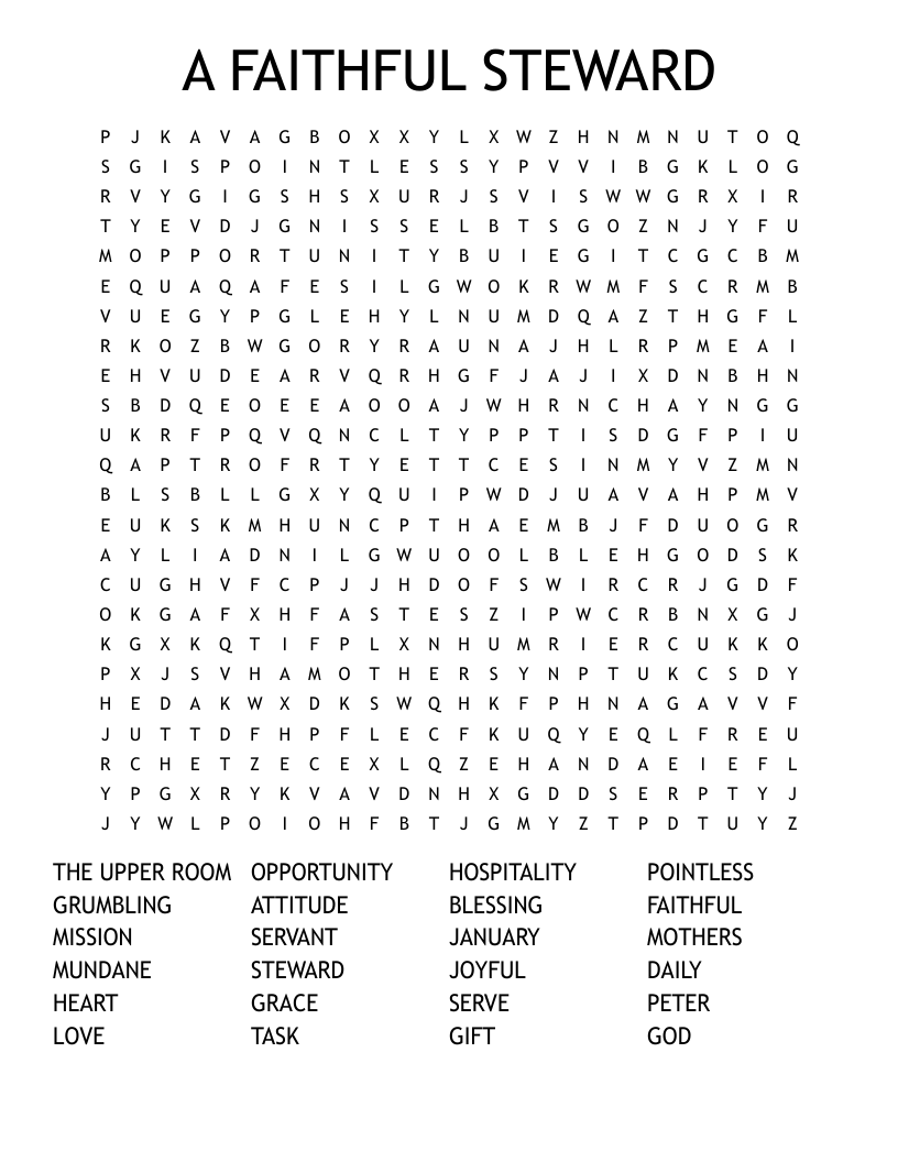 A FAITHFUL STEWARD Word Search