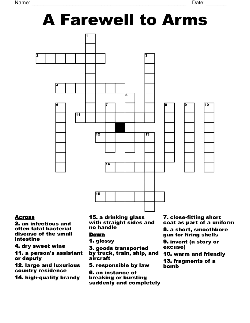 A Farewell to Arms Crossword