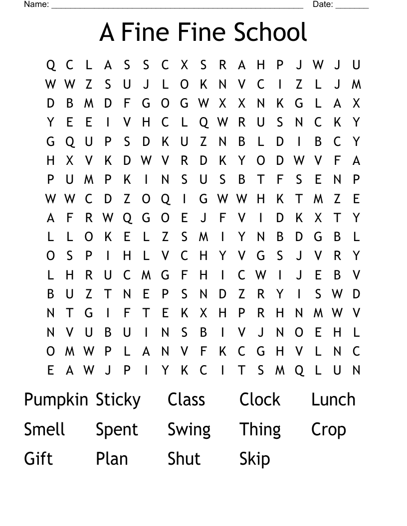 A Fine Fine School Word Search