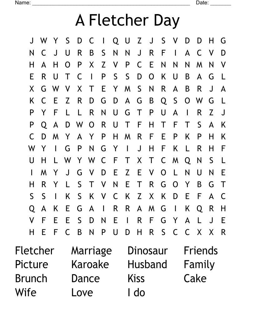 A Fletcher Day Word Search