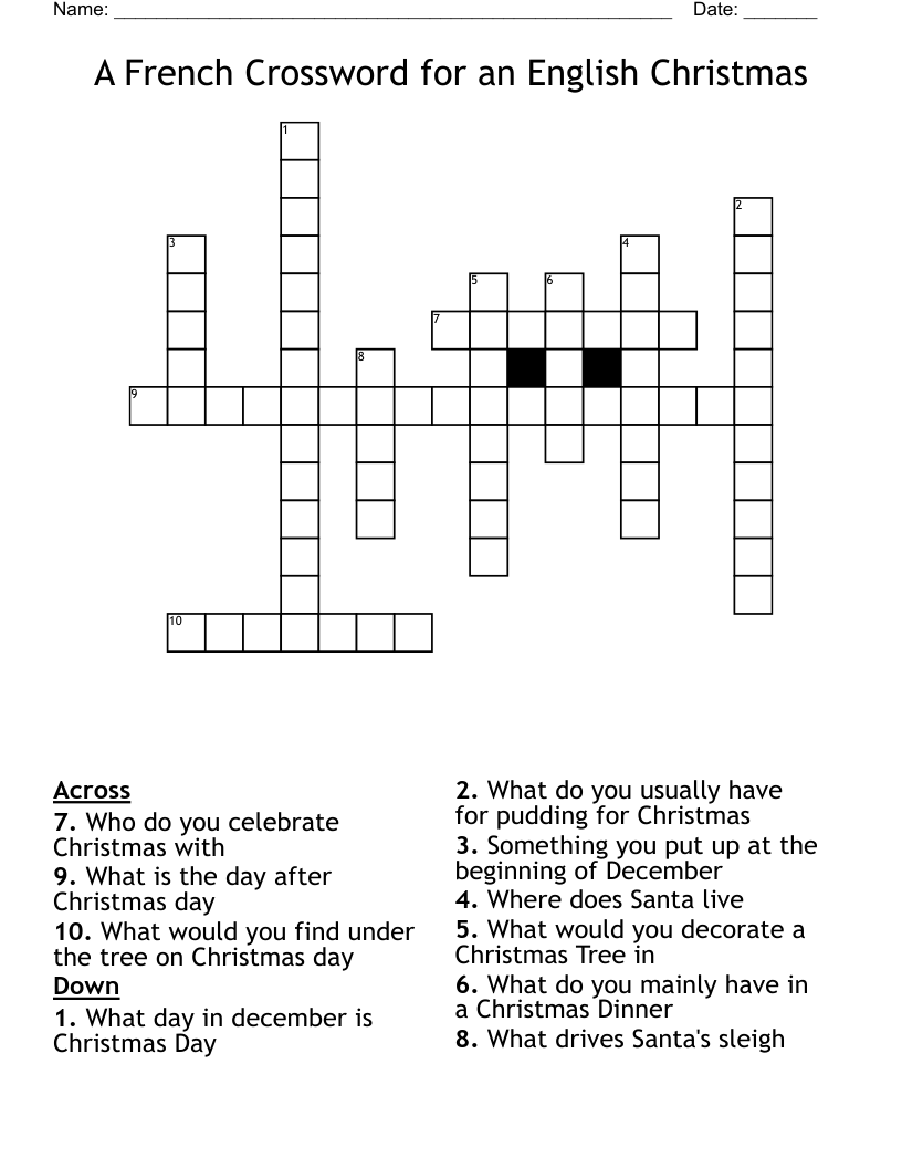 A French Crossword for an English Christmas