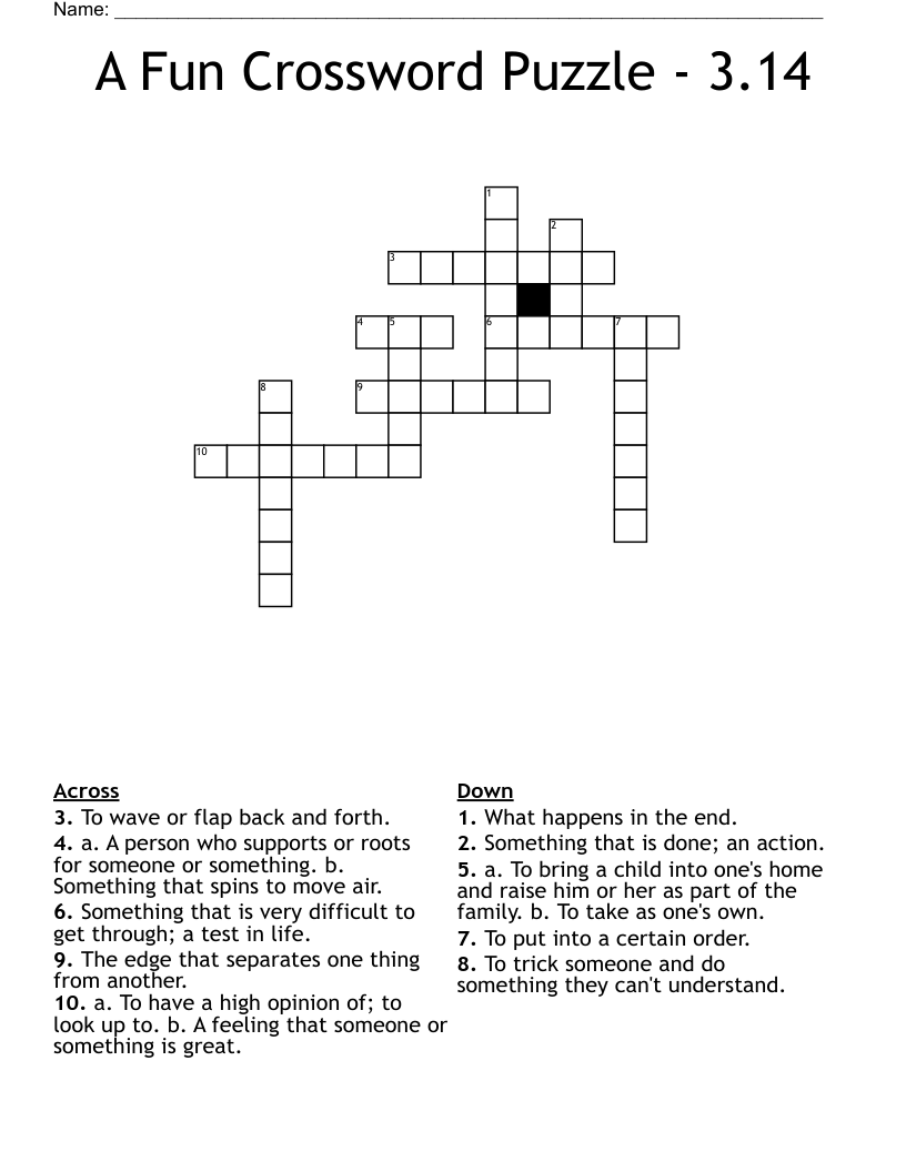 A Fun Crossword Puzzle - 3.14