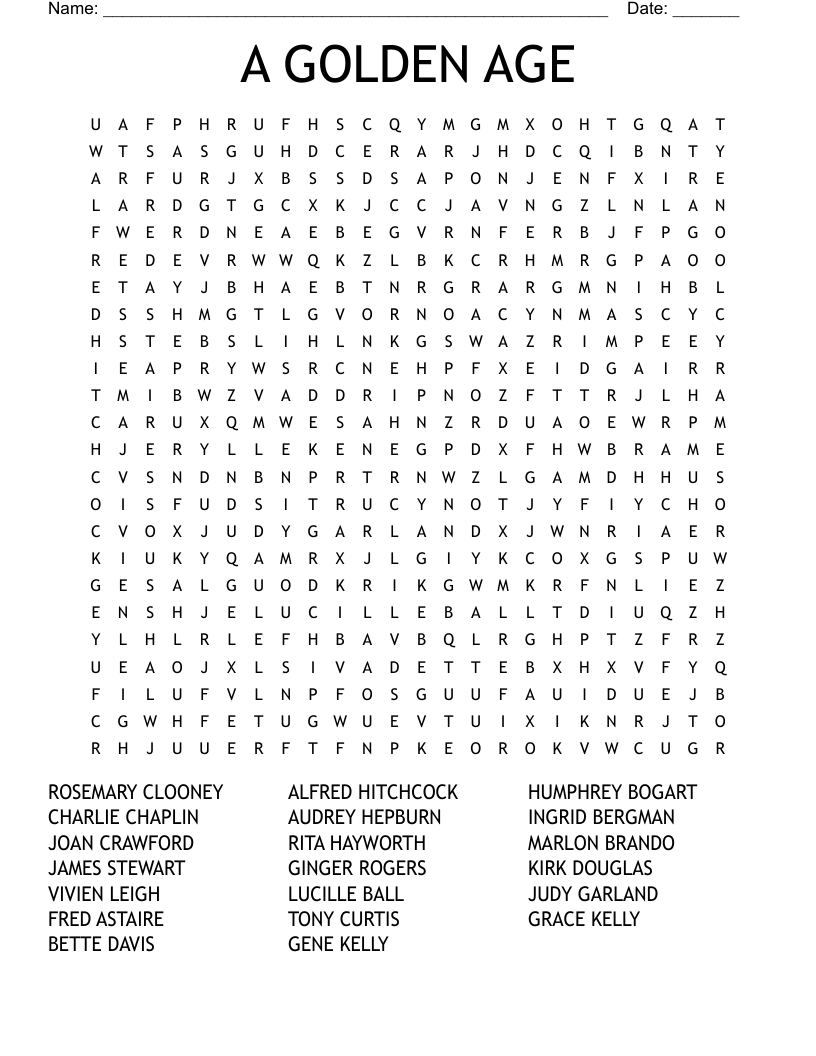 A GOLDEN AGE Word Search