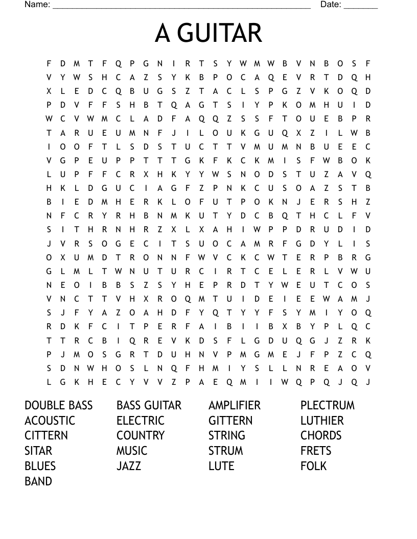 A GUITAR Word Search