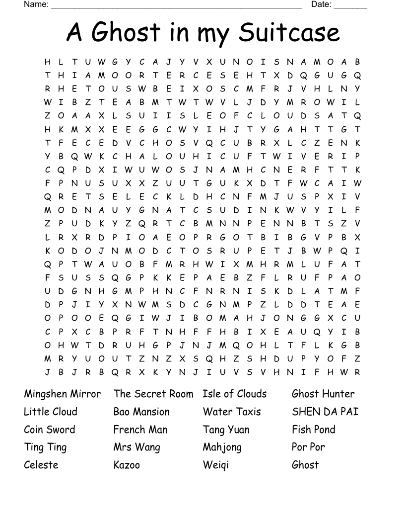 A Ghost in my Suitcase Word Search
