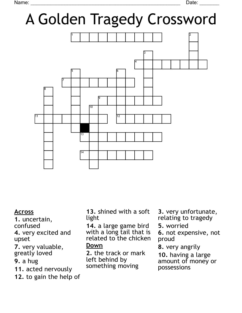 A Golden Tragedy Crossword