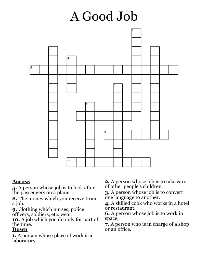 A Good Job Crossword