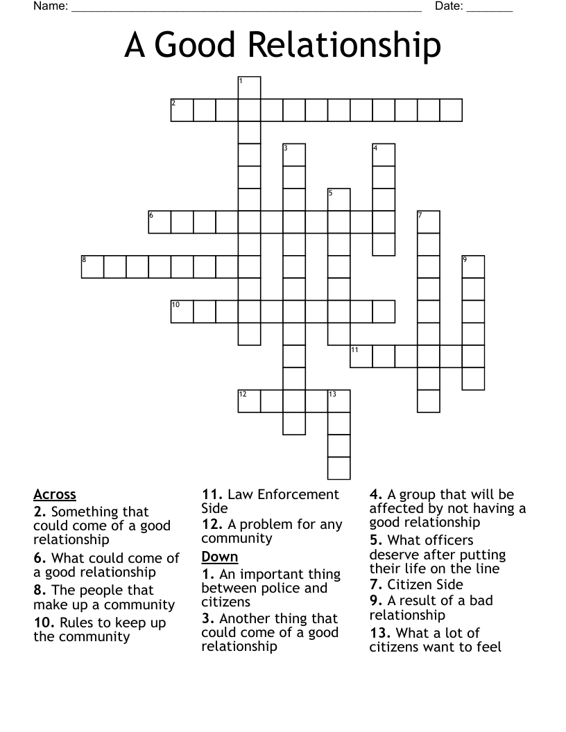 A Good Relationship Crossword