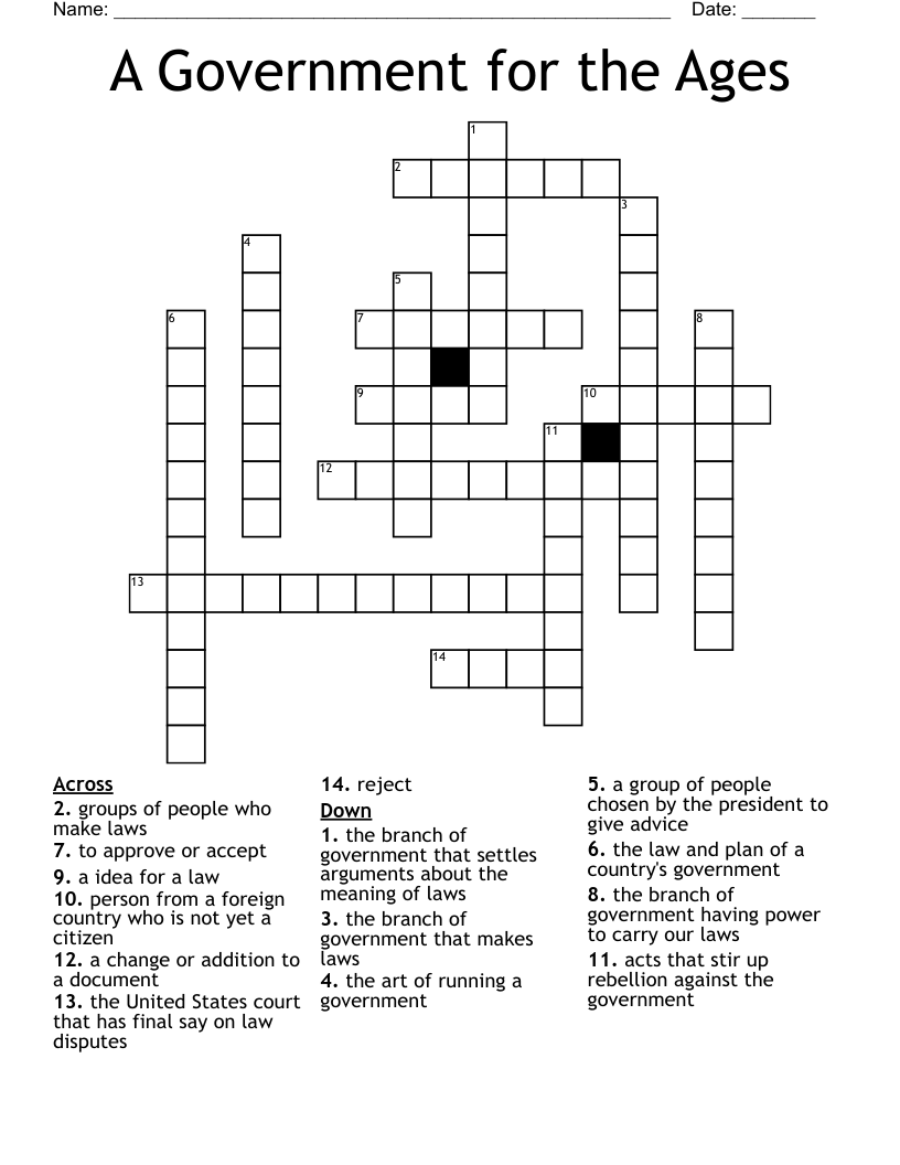 A Government for the Ages Crossword