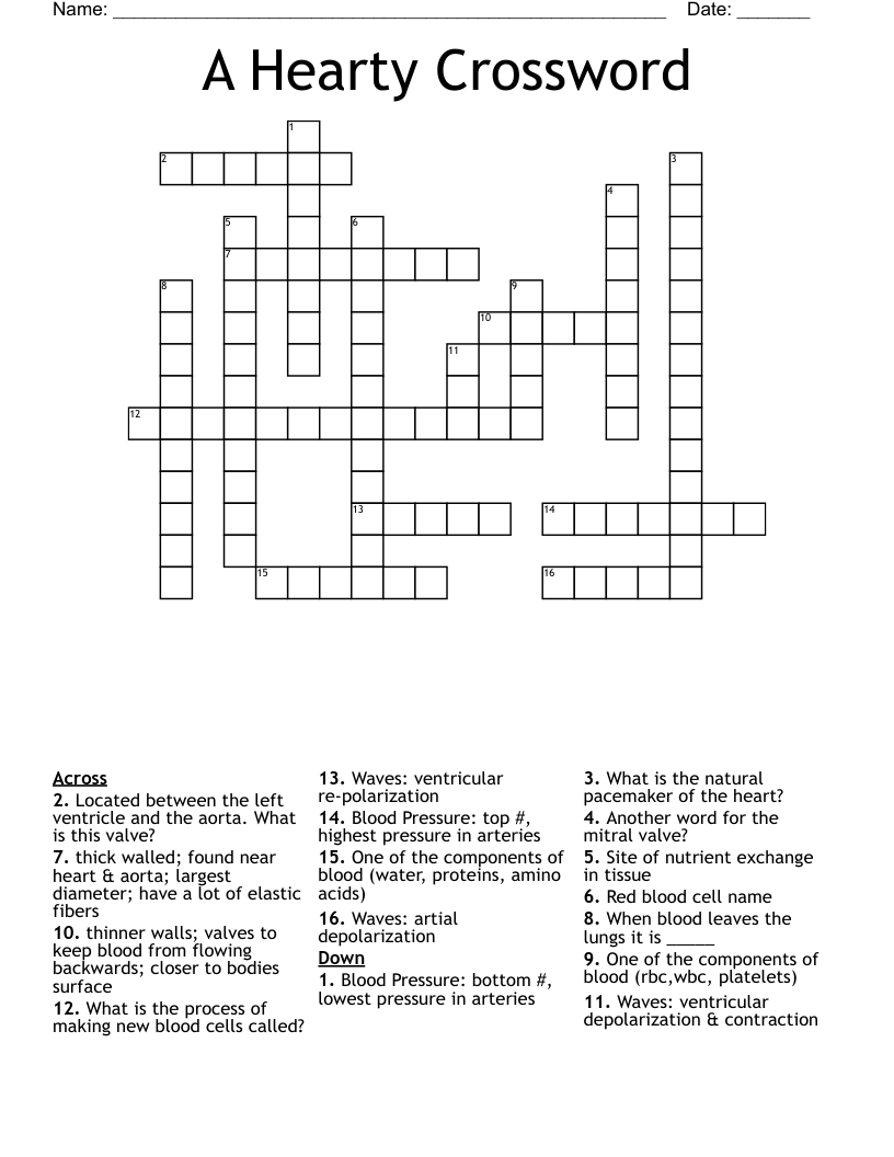 A Hearty Crossword