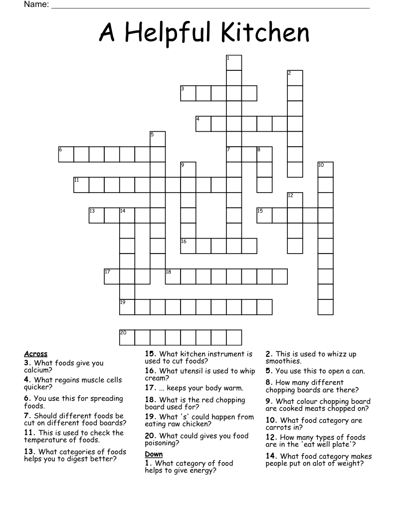 A Helpful Kitchen Crossword