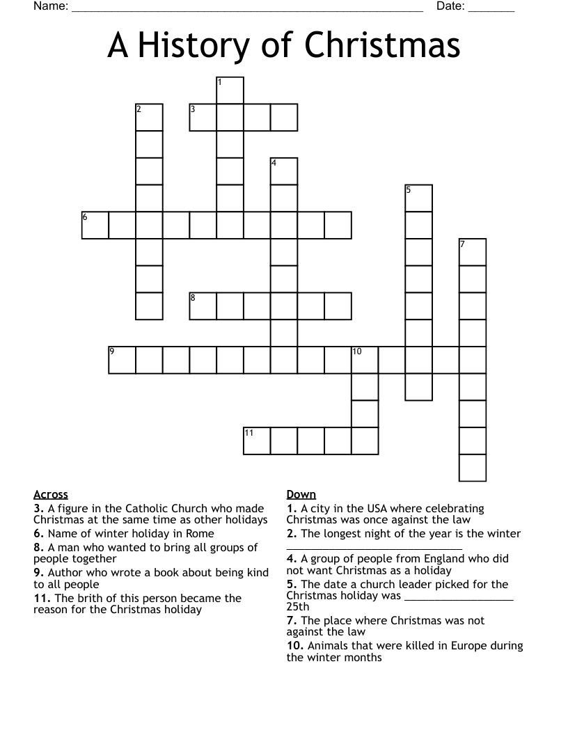 A History of Christmas Crossword