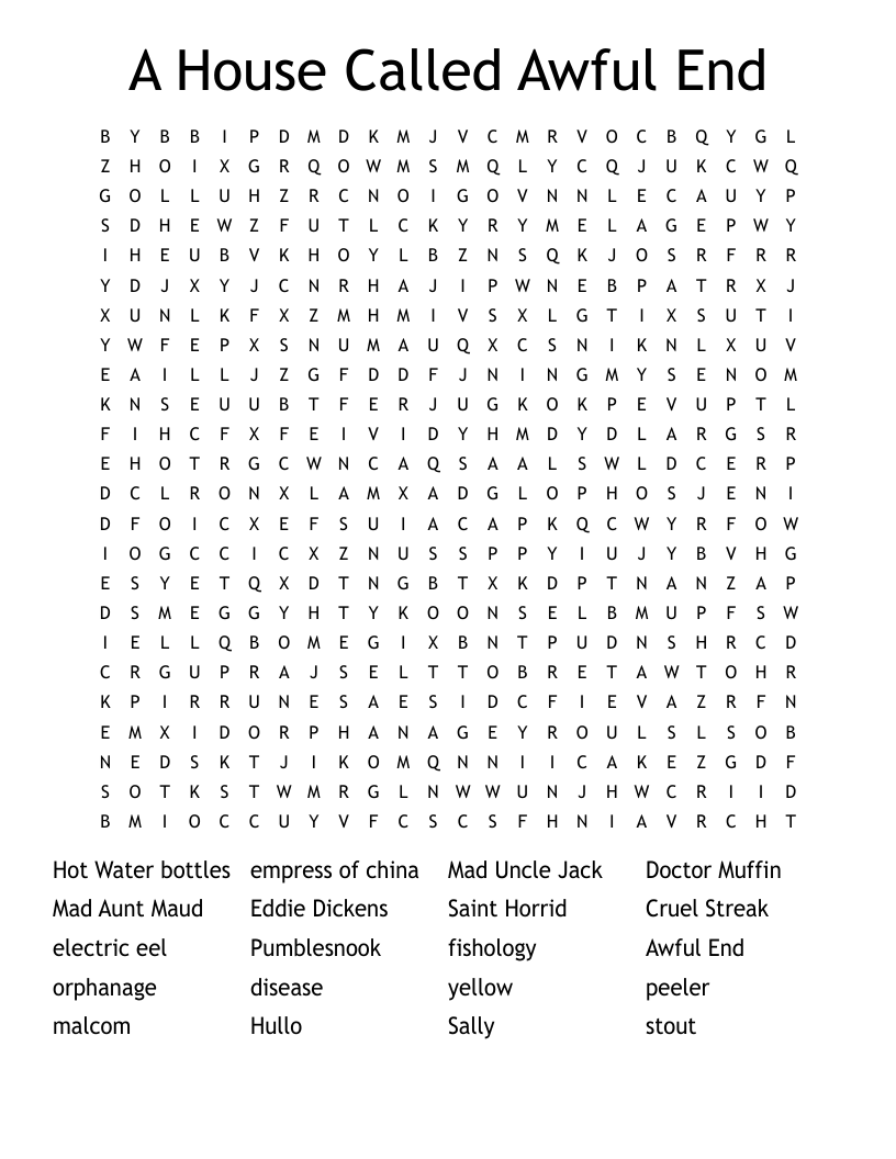 A House Called Awful End Word Search