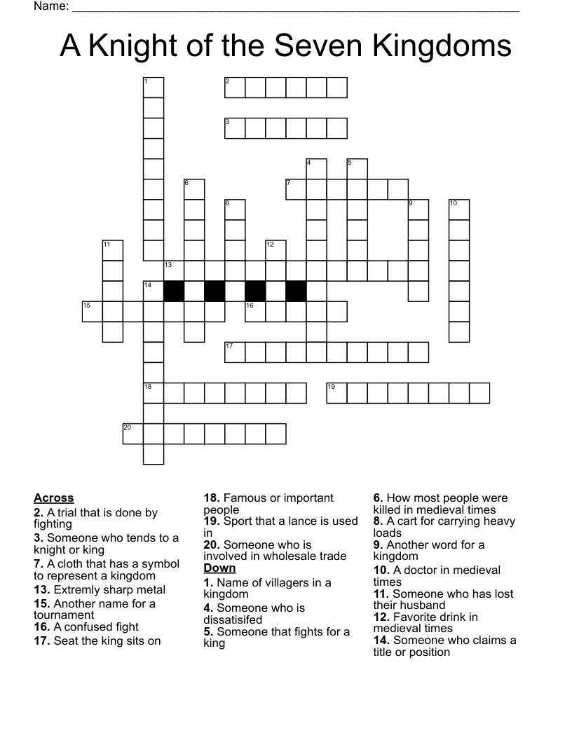 A Knight of the Seven Kingdoms Crossword