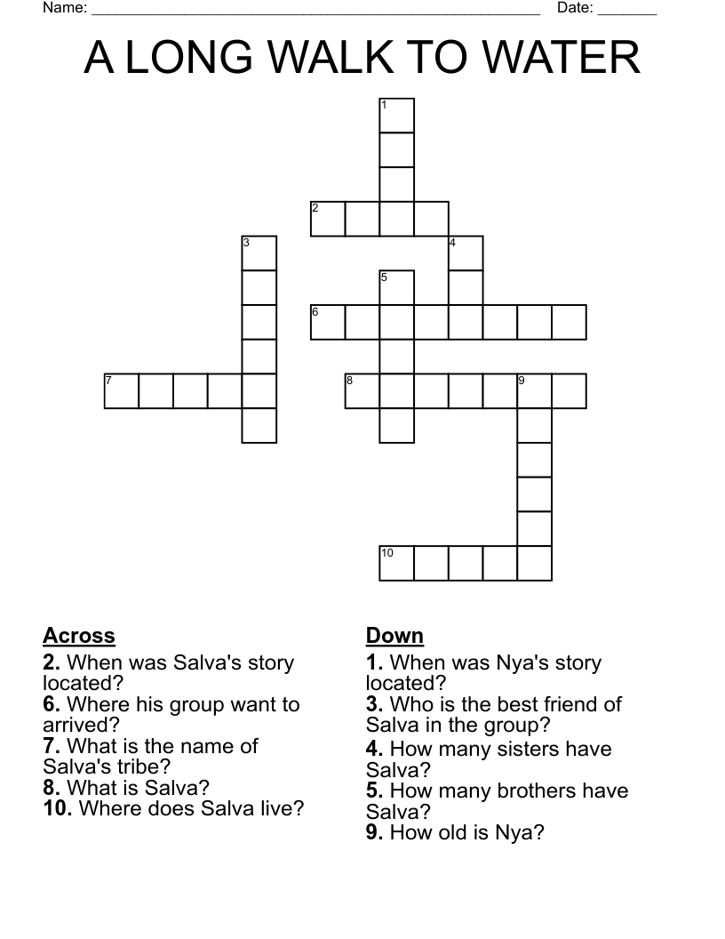 A LONG WALK TO WATER Crossword