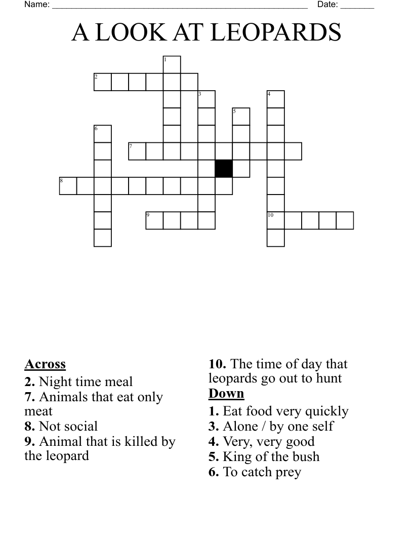 A LOOK AT LEOPARDS Crossword