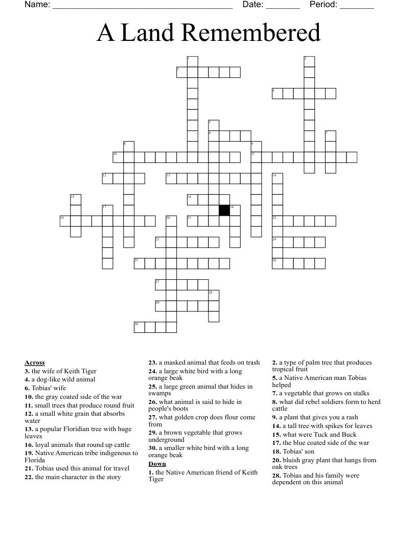 A Land Remembered Crossword