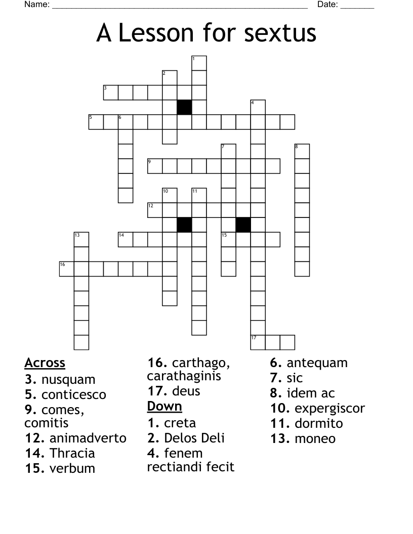 A Lesson for sextus Crossword
