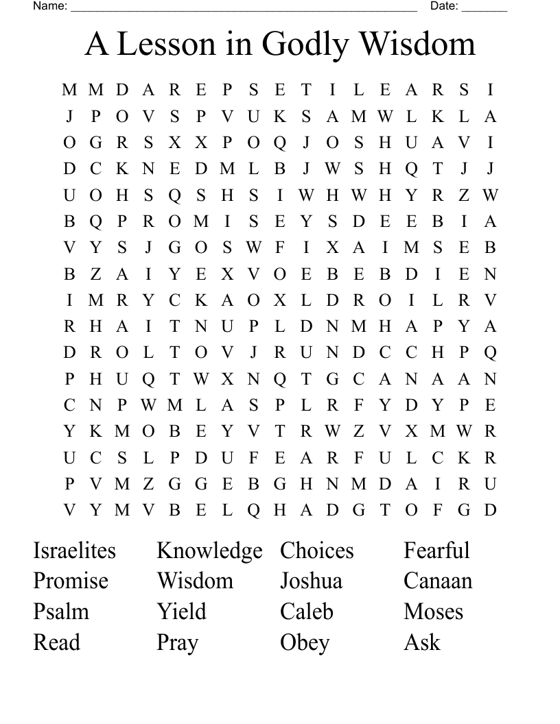 A Lesson in Godly Wisdom Word Search