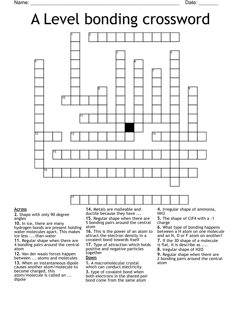 A Level bonding crossword