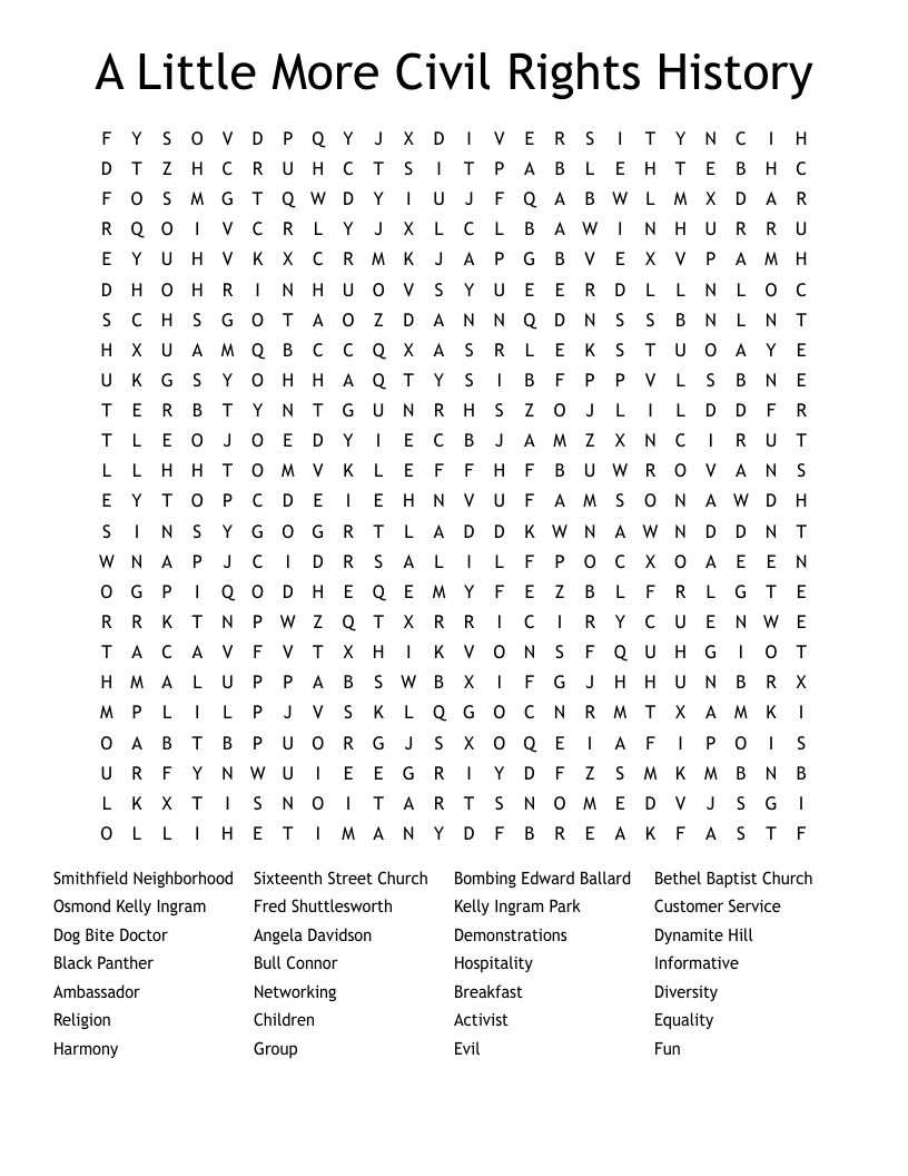 A Little More Civil Rights History Word Search