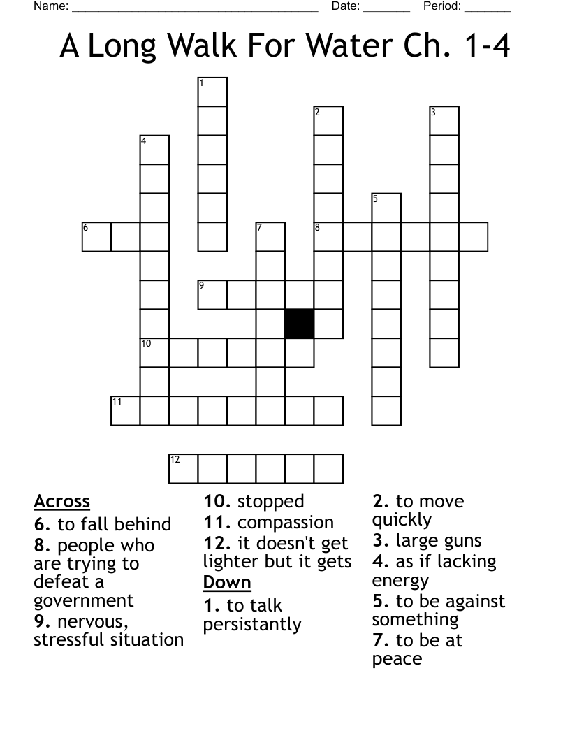 A Long Walk For Water Ch. 1-4 Crossword