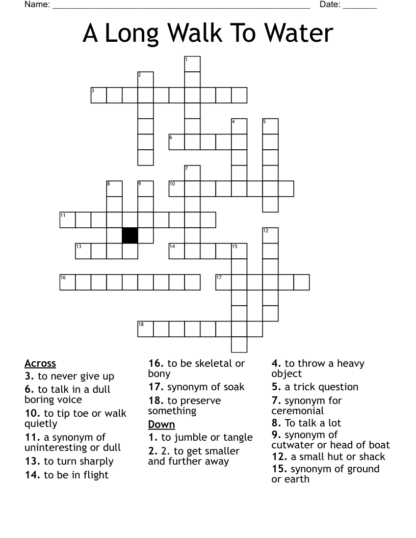 A Long Walk To Water Crossword