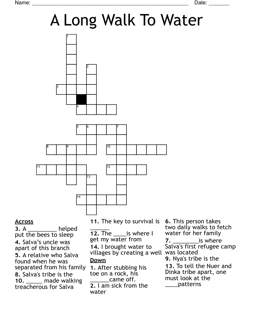 A Long Walk To Water Crossword