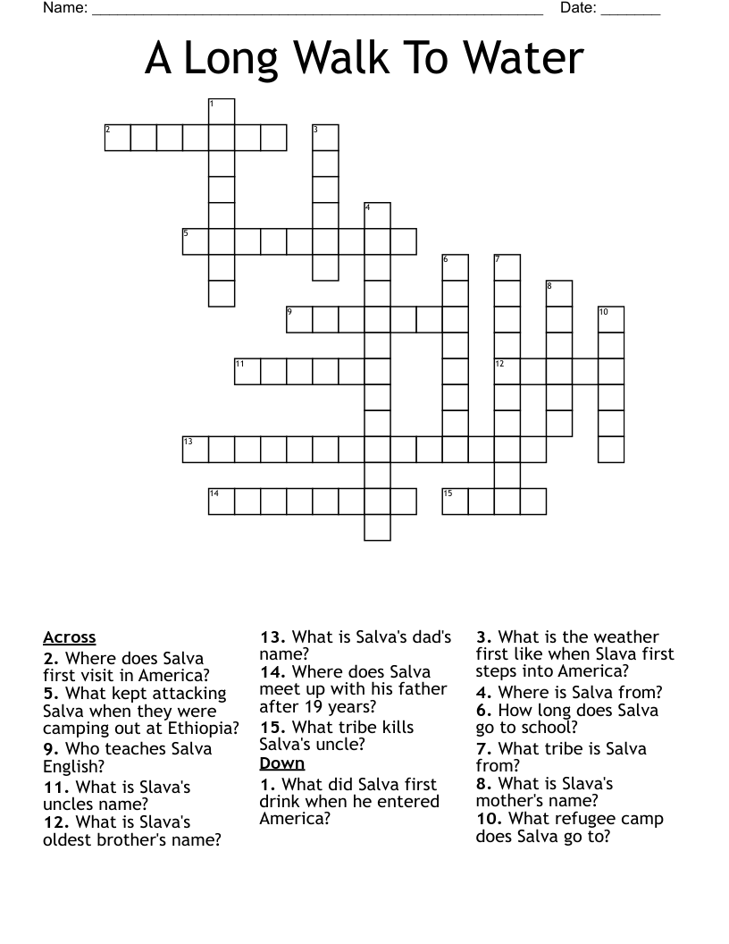 A Long Walk To Water Crossword