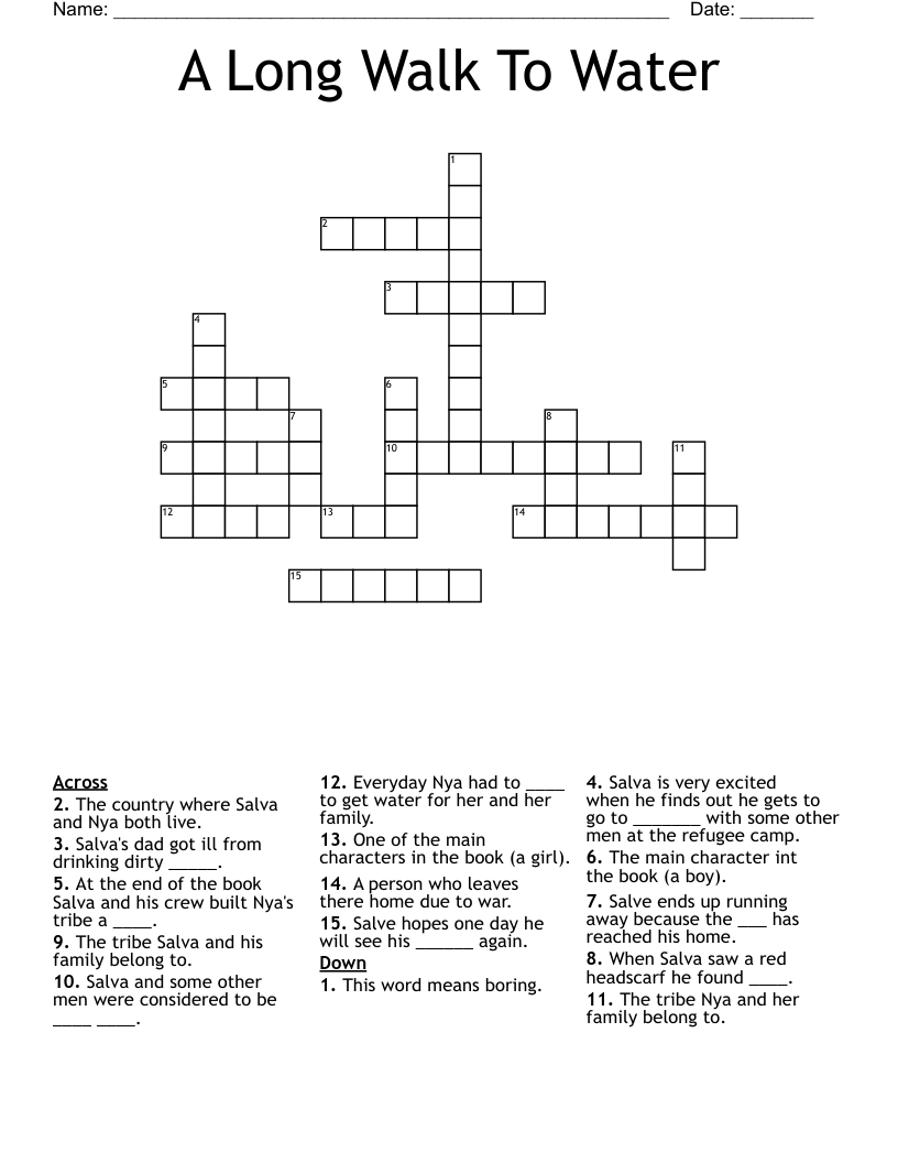 A Long Walk To Water Crossword